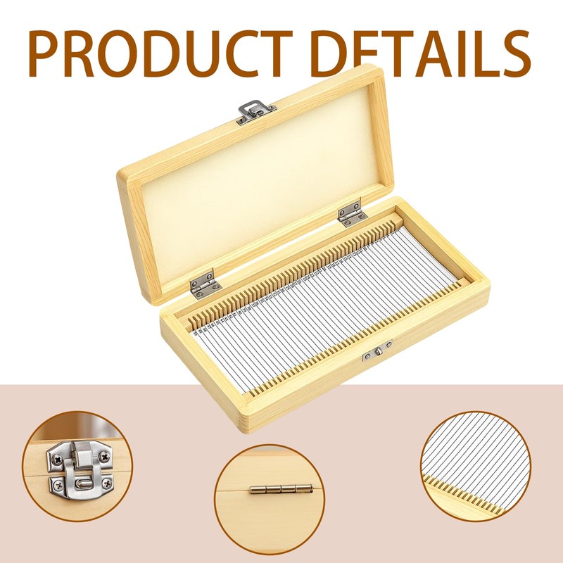 26x10.5x3.5CM Wooden Slide Storage Box for Microscope Slides, Holds 50