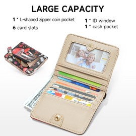 APHISON Womens Wallet RFID Wallet Women Slim Bifold Compact Small Wallet for Women with ID Credit Card Holder Zipper Coin Pocket Wallet