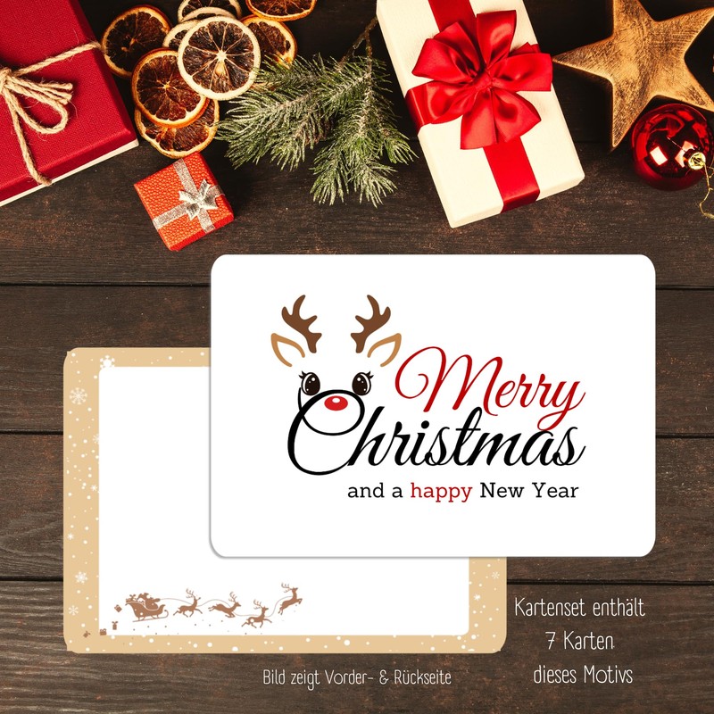 ENJOYORO Christmas Cards Set, 28 Postcards (4 Designs of 7