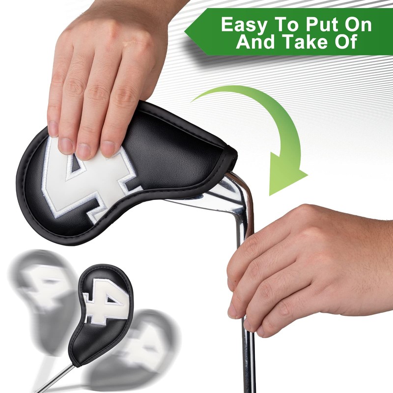 Craftsman Golf 10pcs Magnetic Black Iron Headcover set with Large