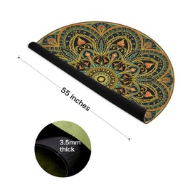 Knsbk Large Round Yoga Mat 4.6’ x 3.5mm for Exercise Premium Extra Thick, Ultra Comfortable, Non Slip, Meditation Mat green blossom