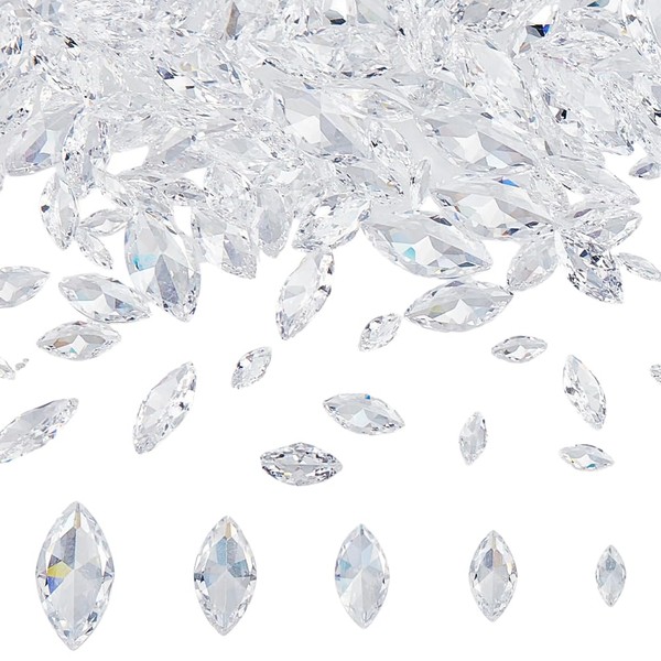 HOBBIESAY 5 Sizes 160Pcs Horse Eye Shaped Clear Cubic Zirconia