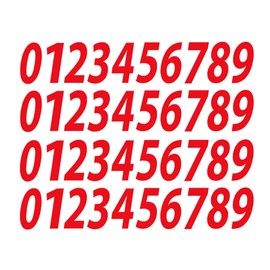 0-9 Numbers Red Vinyl Sticker Decals Set of 40 Choose Size!! 1" to 12" (V546RedItal) (2.5")
