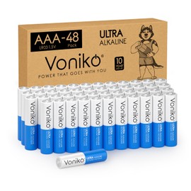 Voniko Ultra AAA Batteries 48 Pack - Alkaline Triple A Battery, Ultra Long-Lasting for All Your Devices, 10-Year Shelf Life, Leak-Proof & Mercury-Free