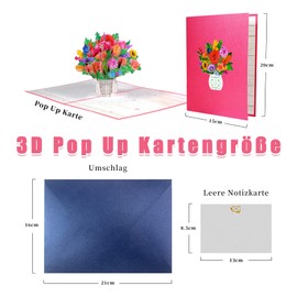 Magic Ants Pop Up Card, Greeting Card, Bouquet, Flowers, for Mother's Day, Father's Day, Anniversary Card, Birthday Card, Love Card, Valentine's Day Cards, Thank You Card, All Occasions (Tulips &