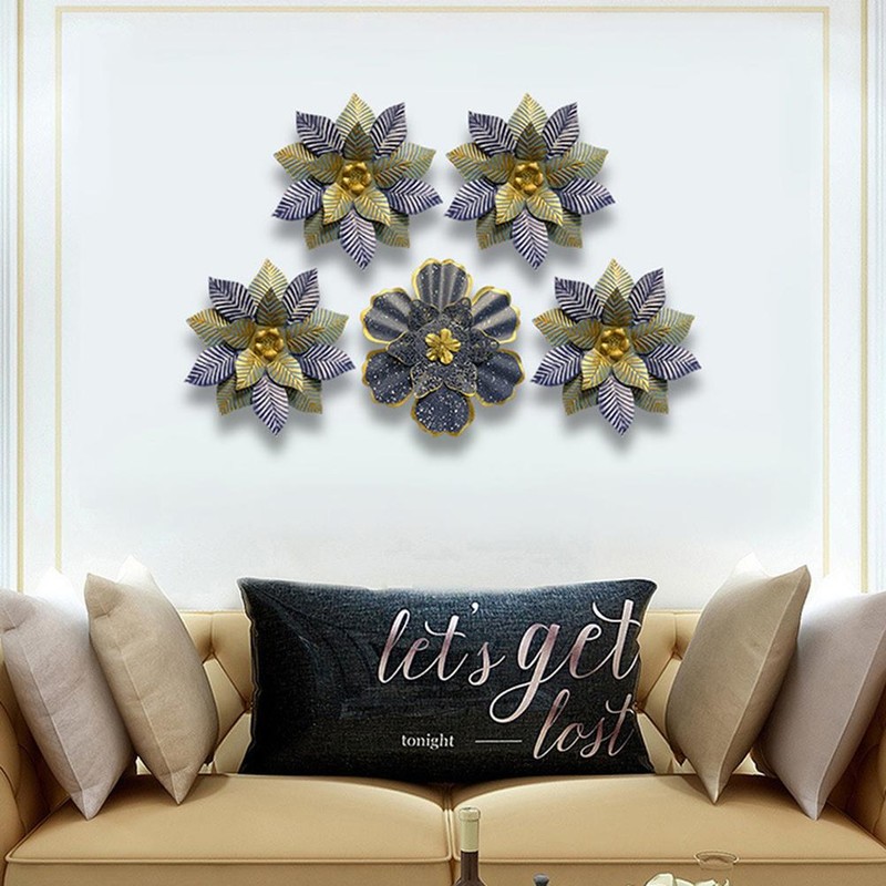 Metal Flower Ornament Wall Art Iron Flower Pendant for Home