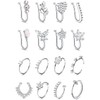 MILACOLATO 16Pcs Nose Cuff Fake Nose Ring Hoop Clip on