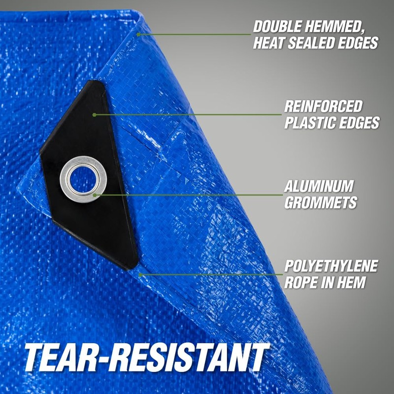 Rugged Rhino All Weather 100% Waterproof Heavy Duty Tarp, 2
