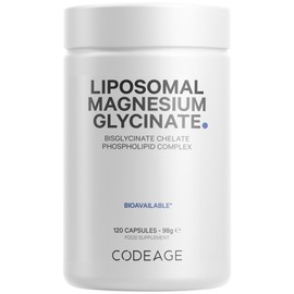 Codeage Liposomal Magnesium Glycinate Supplement, 4-Month Supply, Bisglycinate Magnesium Chelate, Chelated Magnesium Mineral Capsules, Bioavailable Non-GMO Vegan Gluten-Free, 120 Capsules