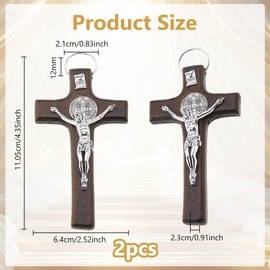 DICOSMETIC 2 Stück 11x6.4x2.3cm Kruzifix Wandkreuz Sattelbraunes Holzkreuz Mit Jesus Kleines Wandkreuz Dekor Holz Hängendes Kruzifix Holz Oster Geschenk Für Zuhause Dekor