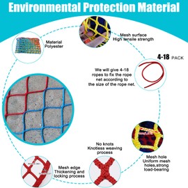 Bunifa Climbing Cargo Net for Kids Outdoor Balcony Safety Net Rope Netting Playground Climbing Net Stairway Railing Safety Net for Children Pets Toys Knotless Polyester Sports Netting