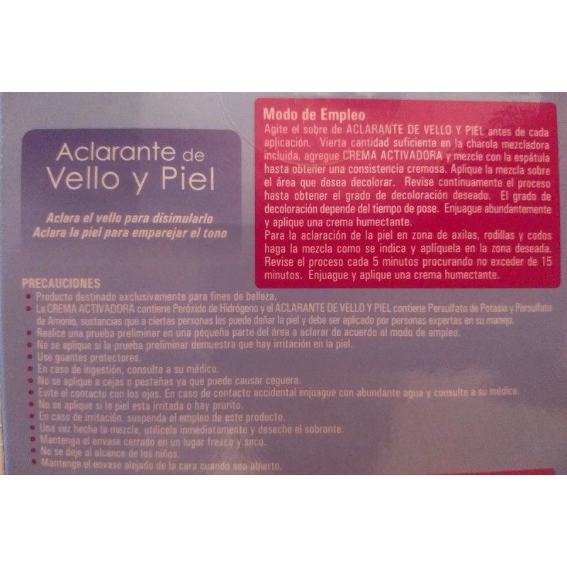 Aclarante Decolora Vello Piel Blanquea Loquay + Mascarilla Neutro