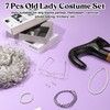 GSrenyu 7 Pcs Old Lady Fancy Dress, Old Lady Costume