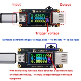 Treedix USB Tester USB Type C to Type A QC PD3.0 Trigger Module with LCD Screen Type-C Female Interface 5V 9V 12V 15V 20V 5A Adjustable Voltage Current Power Supply，PD2.0/PD3.0,QC2.0/QC3.0,BC1.2