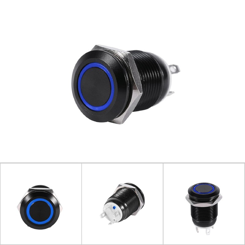 EVGATSAUTO LED Push Button,Car 12mm LED Light Momentary Push Button