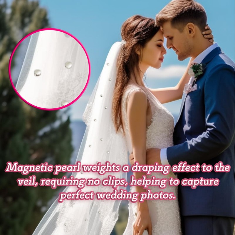 HAIOLORPRO 24 Pairs Veil Weights Magnetic, Double-Sided Pearl Veil Weights