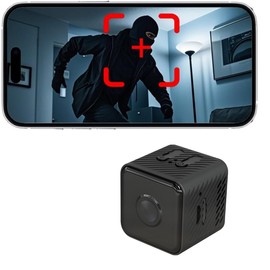 Amhillras Mini WiFi Security Camera, 1080P, 90° Wide Angle, Night Vision, Magnetic Mount, Black