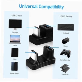 TEHAUX 4sets USB C Adapter U Shape Angled Type C Extender for Laptop Tablet Easy Compact Design for Home Office Travel 2pcs*4