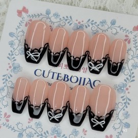 Lace drop handmade nail tips. Pedi tips - Oval XL / 레이스 드롭 수제네일팁.페디팁 - 오벌XL