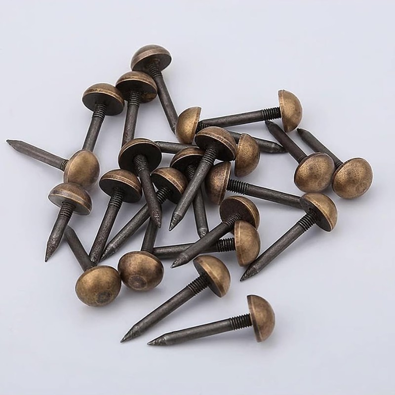 Tiazza 20Pcs Antique Brass Upholstery Tacks Drum Sofa Nails Cabinet