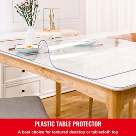 Happybuy Plastic Table Cover 40 x 72 Inch, 1.5 mm Thick Clear Table Protector, Waterproof Rectangle Desk Mat, Easy to Clean for Office, Dresser, Night Stand