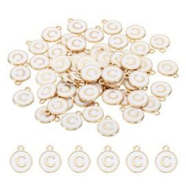PATIKIL Letter Charm C, 60Pcs Double Sided Alphabet Initial Charm Pendants Beads Enamel Charm for Bracelet Necklace Earring DIY Jewelry Making, White