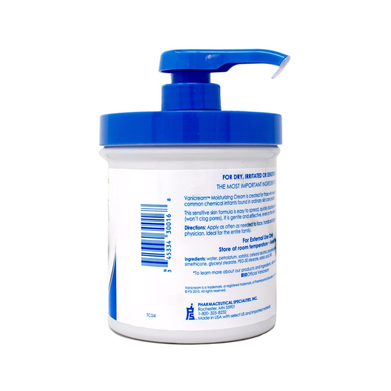 Vanicream Moisturizing Skin Cream with Pump Dispenser, 1 Pound
