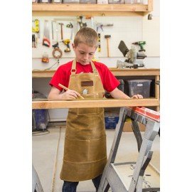 TorxGear Kids Child's Work Apron - Waxed Canvas Tool Apron - Craftsmen Quality Heavy Duty Safety Smock