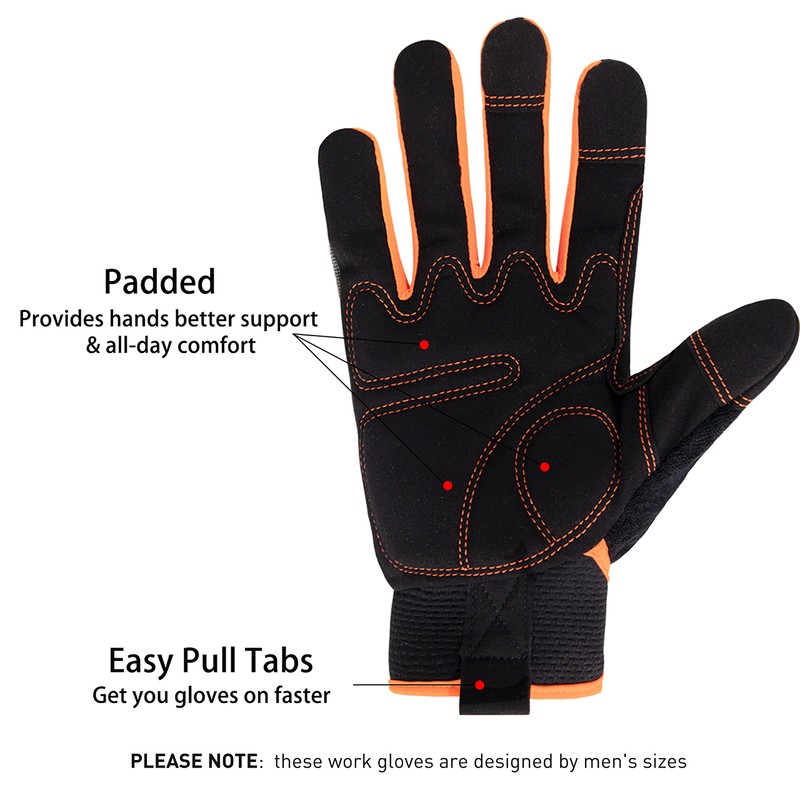 HANDLANDY Work Gloves Mens & Women, Utility Safety Mechanic Working