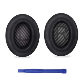 GWAWG Headphones Replacement Earpads Ear Cushions for Bose QuietComfort 35 (QC35) QC25 QC15and Quiet Comfort 35 II (QC35 II) Over-ear Headphones, Softer Leather, Noise Isolation Foam (black)