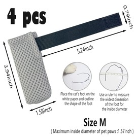 Esamploe 4 PCS Cat Mittens to Prevent Scratching,Mesh Breathable Cat Shoes,Adjustable Cat Anti Scratch Gloves,Suitable for Cats When Bathing and Nail Trimming(M,Grey)
