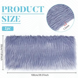 BENECREAT 39.37 Inch Light Steel Blue Faux Fur Fabric, 11.81 Inch Soft Plush Fabric Sewing Crafts Materials for Costumes, Rugs, Pillows, Decorations