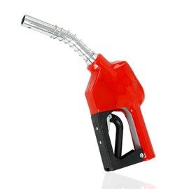 EASYBERG 3/4" NPT Auto Fuel Nozzle, Auto Shut Off Fuel Nozzle with 3-speed Padlock, Spout 15/16" for Gasoline, Diesel, Biodiesel and Kerosene, Red