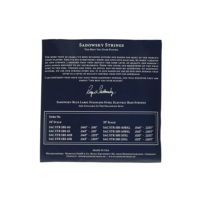 Blue Label Base Strings, Stainless Steel Strings, 35" Super Long