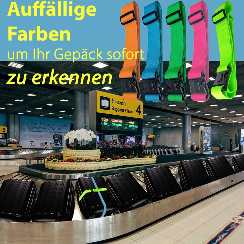 Suitcase Straps Set of 2 Luggage Straps with Locking and