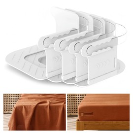 Yozexin Bed Sheet Holder With Lock Strips,4 Pieces Bed Sheet Clips,Removable Fitted Sheet Corner Holders,Heavy Duty Corner Fastener,Fit All Mattress Size,Keep Sheets Firm & Tight