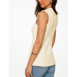 Fallorchid Womens Business Button Sleeveless V Neck Vest Fully Lined Suit Jacket Waistcoat