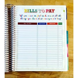 Handmade Bills to Pay Dashboard Insert for use with an Erin Condren Life Planner-