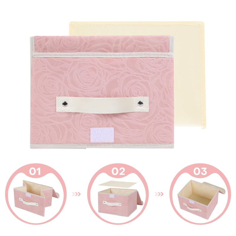 ANMINY Fabric Storage Bin with Lid Rose Print Storage Box