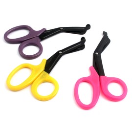 G.S Pack of 3 PCS (Yellow & Pink & Purple) Paramedic Utility Bandage Trauma EMT EMS Shears Scissors 7.25 INCH Stainless Steel with Black Blade
