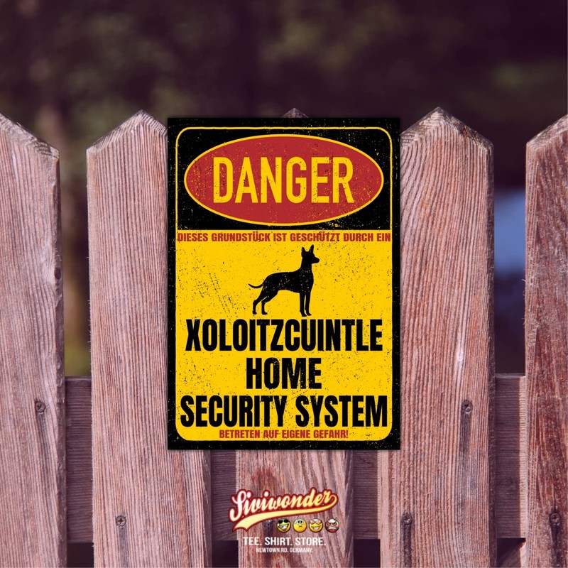 Xoloitzcuintle Xolo Sign Danger Security System Door Sign Dog Warning