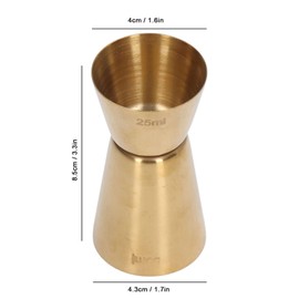 Double Head Cocktail Jigger, Stainless Steel Measure Jigger Gold Wine Jigger Bar Measuring Cup for Restaurant Party Bartending(25/50ml)