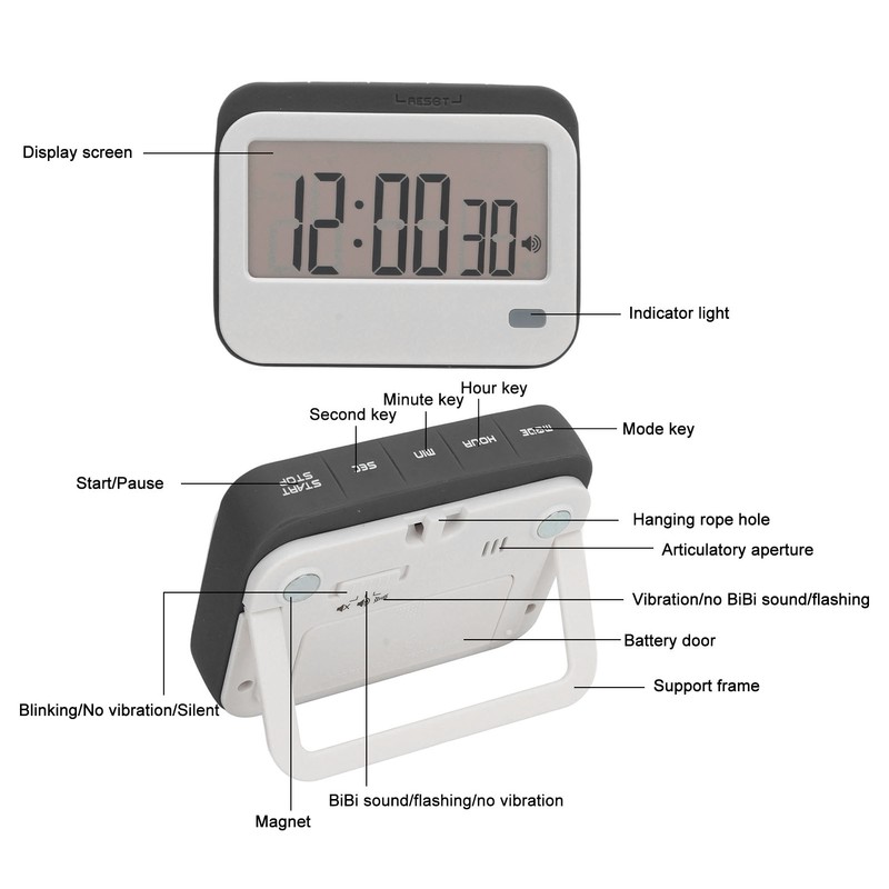 Large Digits Digital Timer Alarm Clock Mute Small Digital Kitchen