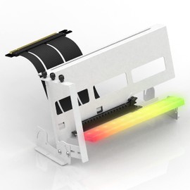 EZDIY-FAB - Soporte de montaje GPU PCIe 4.0 con módulo LED ARGB, ajuste multiángulo con cable elevador, compatible con RTX4090, 4080, 4070ti, color blanco
