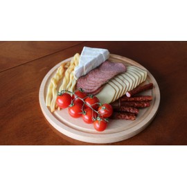 efo Wooden Round Cutting Board - Wooden Pad - Round Serving Board - Small Chopping Board Wood 9.8" (25cm)