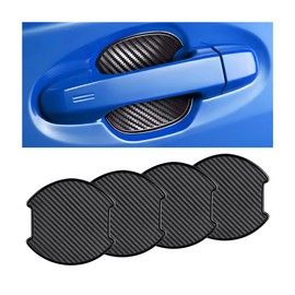 4Pcs Car Door Handle Stickers, 3D Carbon Fiber Texture Auto Door Cup Protective Film, TPU Scratch Protector Cover Guard Pad, Vehicle Door Bowl Paint Cover, Universal for Most Models (3.89''×3.93'')