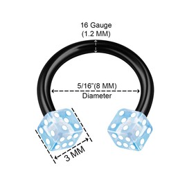 KJM FASHION Pack of 2 Anodised Horseshoe Ring 1.2 mm 16 g Cartilage Earrings, Acrylic