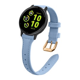 WoPail Leather Strap 20 mm for Garmin Forerunner 165/Forerunner 165 Music/Vivoactive 5/vívomove Trend/Venu Sq 2 Replacement Strap Women's Slim and Lightweight Bracelets for Garmin Forerunner 165 Blue