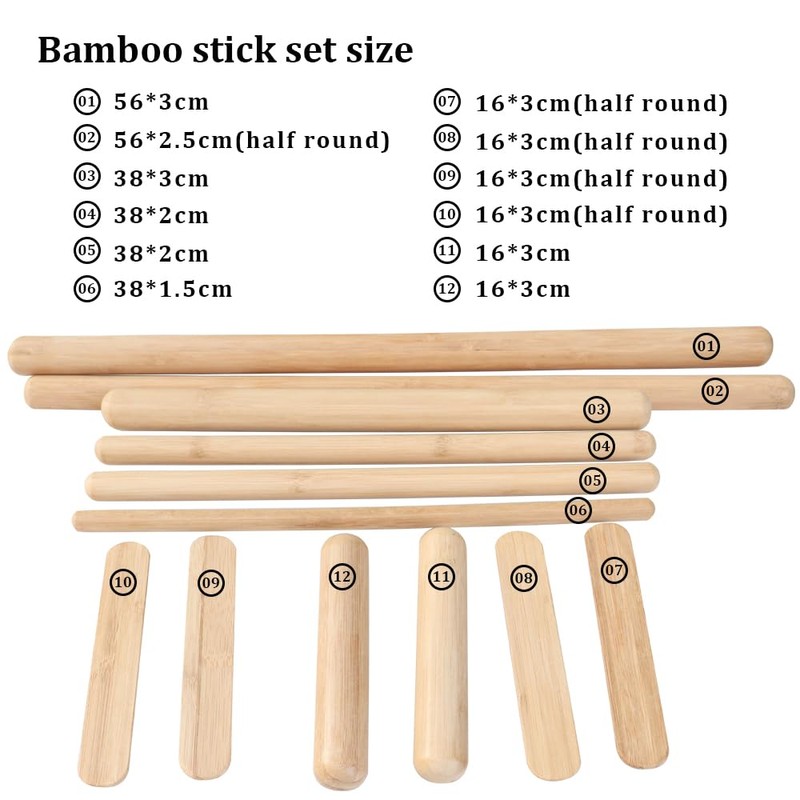 Goodtar 12 PCS Solid Bamboo Massage Stick Sets Warm Bamboo