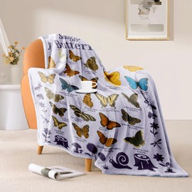 Sereni Tide Snuggle with Butterflies Throw Blanket 50 x 60 Inch, Educational Butterfly Chart Nature Decor, Gift for Women Girls Teens, Birthday Christmas Mothers Day (Butterfly)